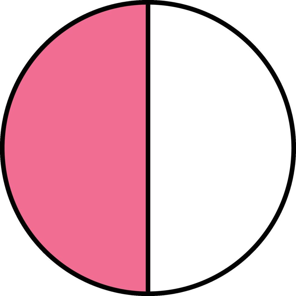 One Half Circle Fraction vector
