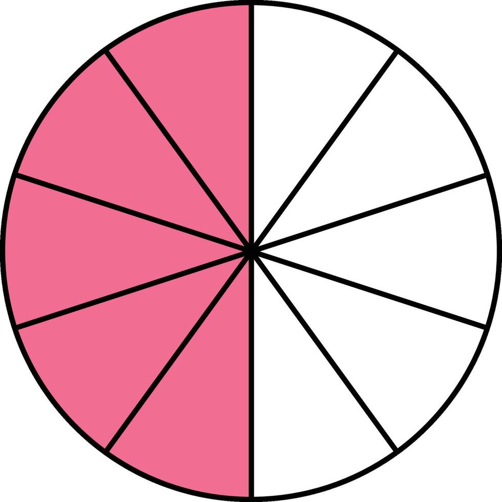 Five Tenths Circle Fraction vector