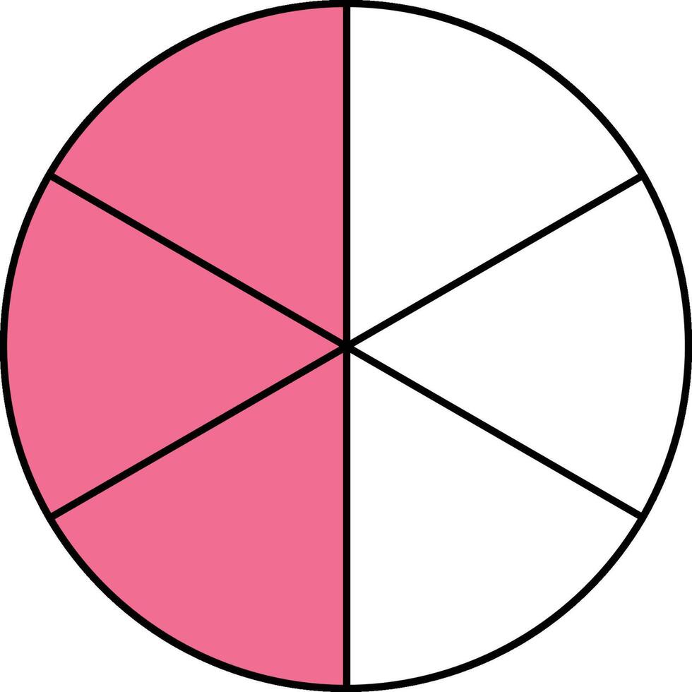 Three Sixths Circle Fraction vector