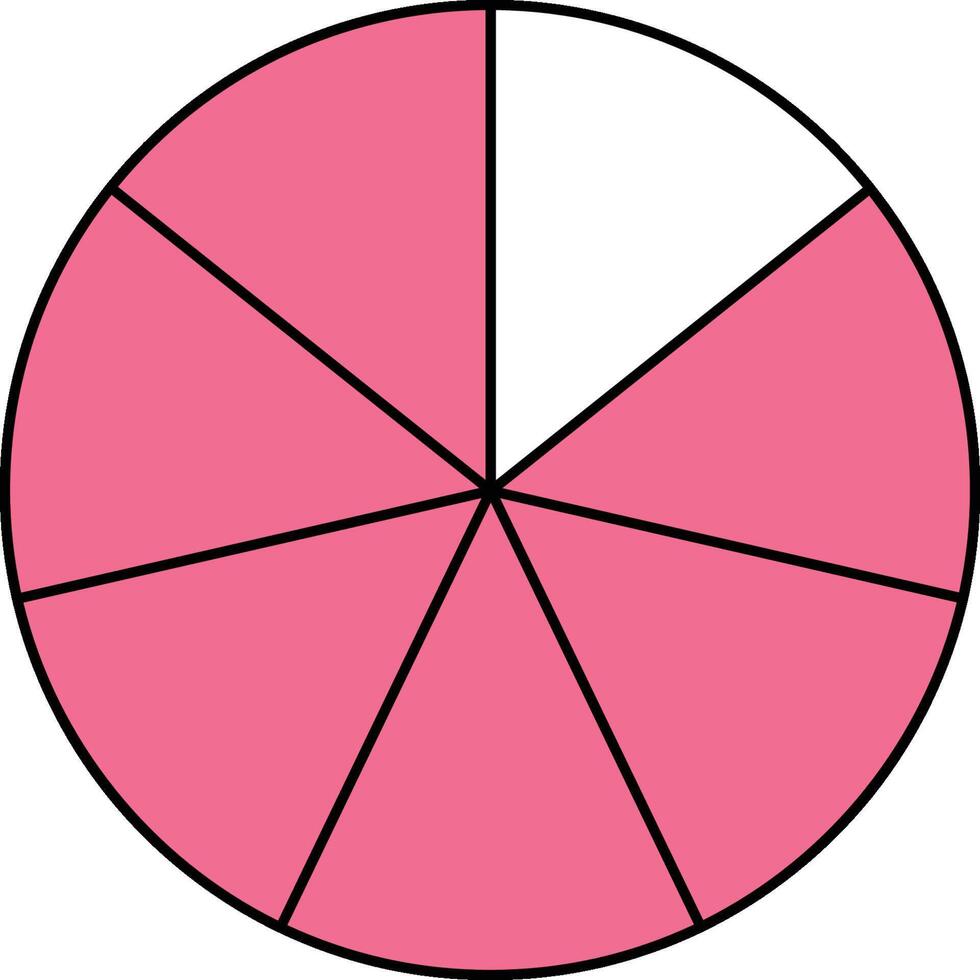 Six Sevenths Circle Fraction vector