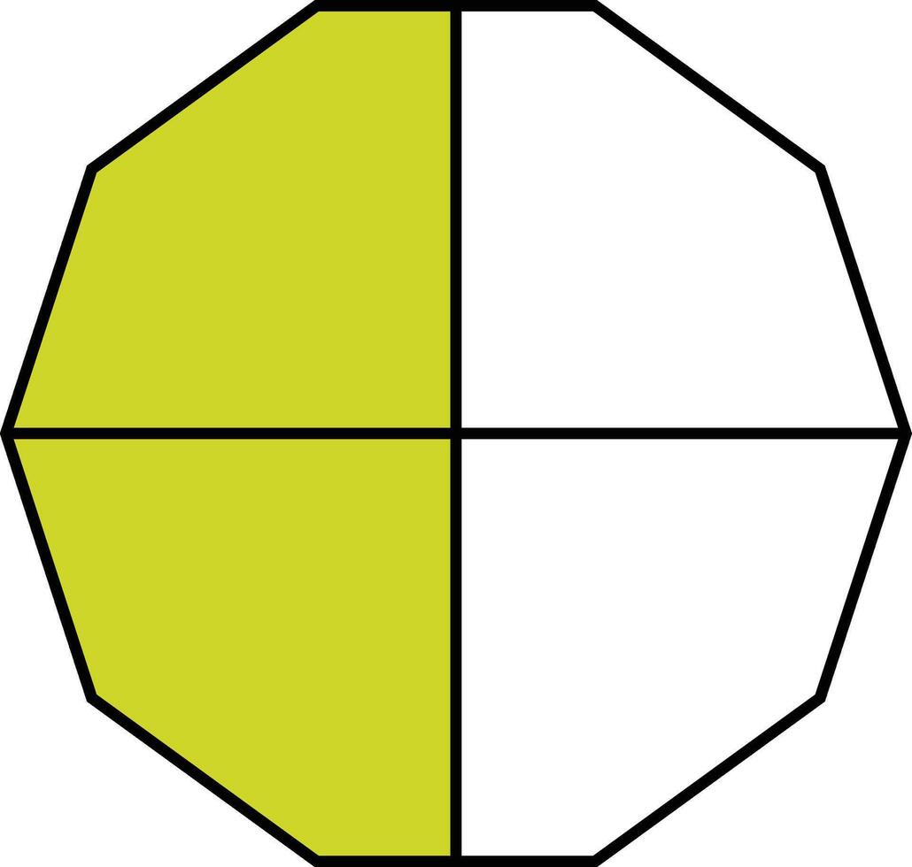 Two Quarters Decagon Fraction vector