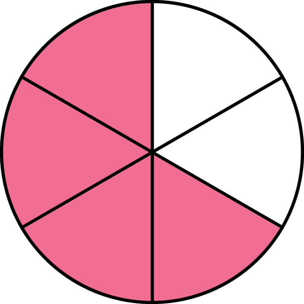 Four Sixths Circle Fraction vector