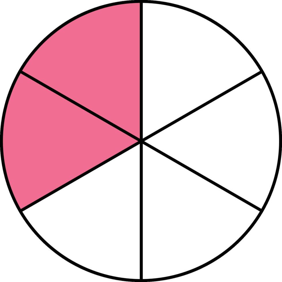 Two Sixths Circle Fraction vector