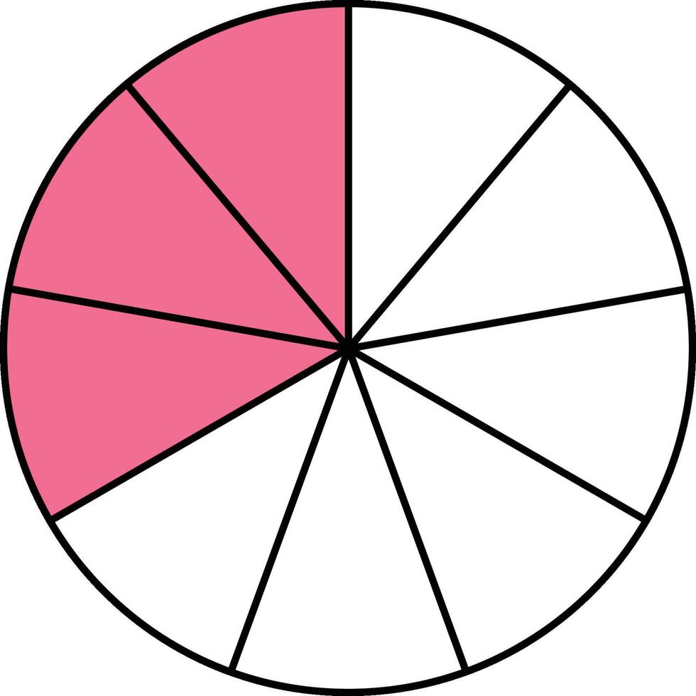 Three Ninths Circle Fraction vector