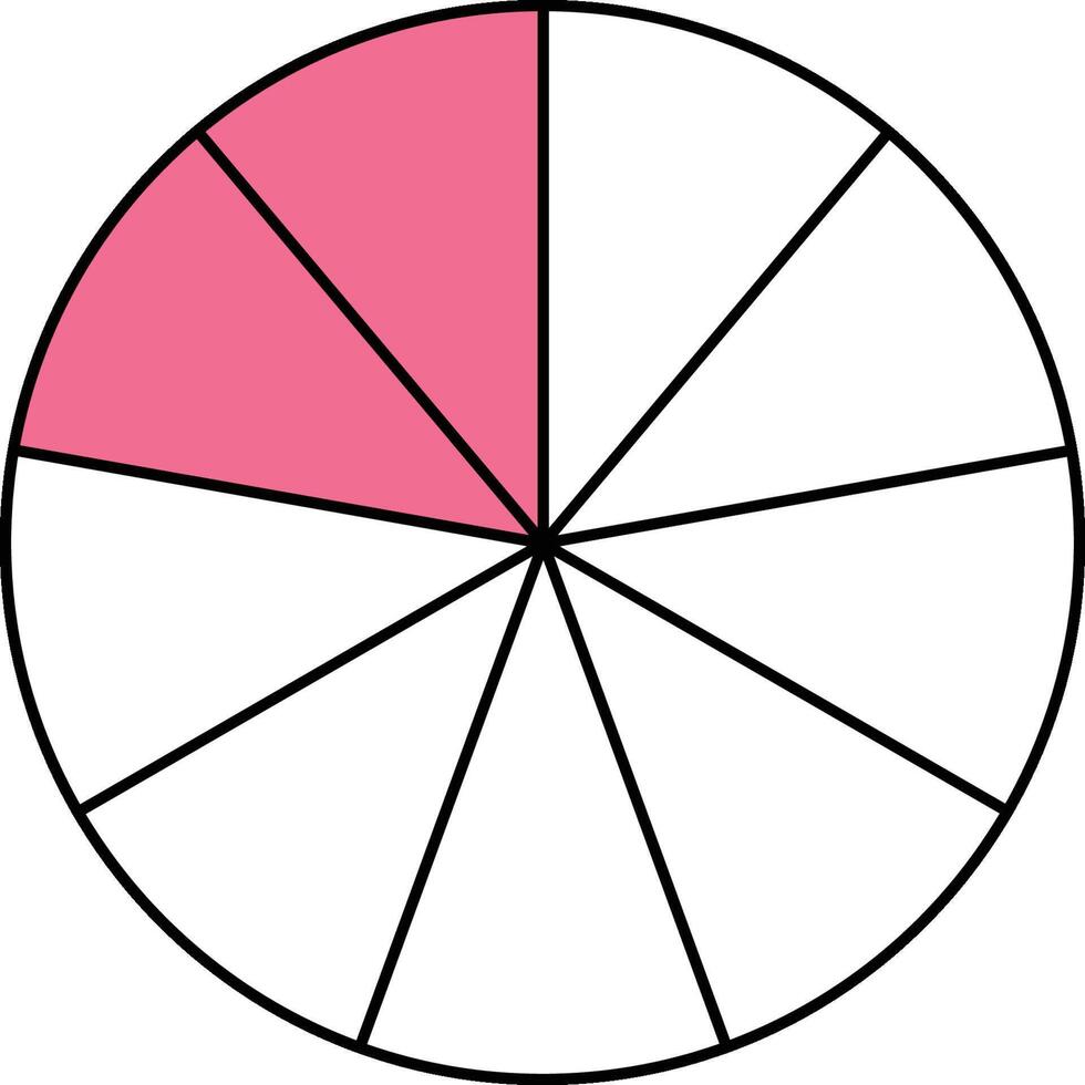 Two Ninths Circle Fraction vector