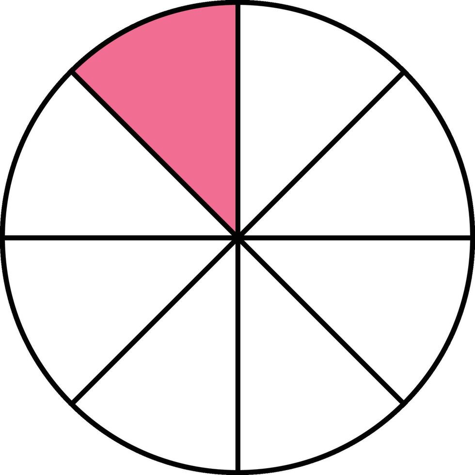 One Eighth Circle Fraction vector