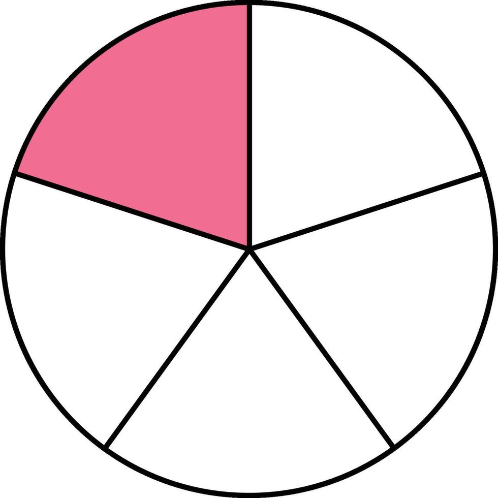 One Fifth Circle Fraction vector
