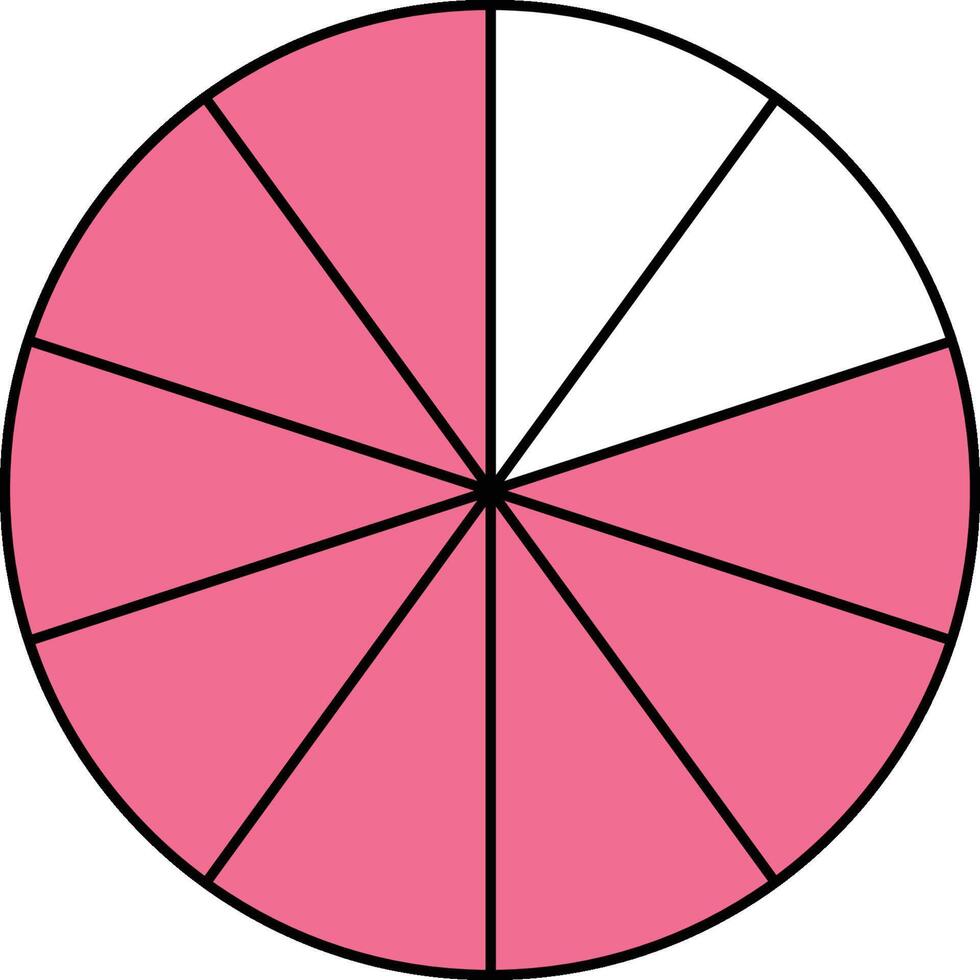Nine Tenths Circle Fraction vector