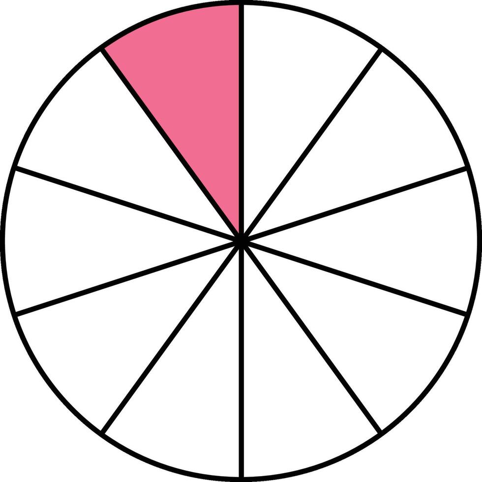 One Tenth Circle Fraction vector