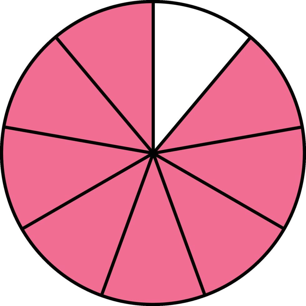Eight Ninths Circle Fraction vector