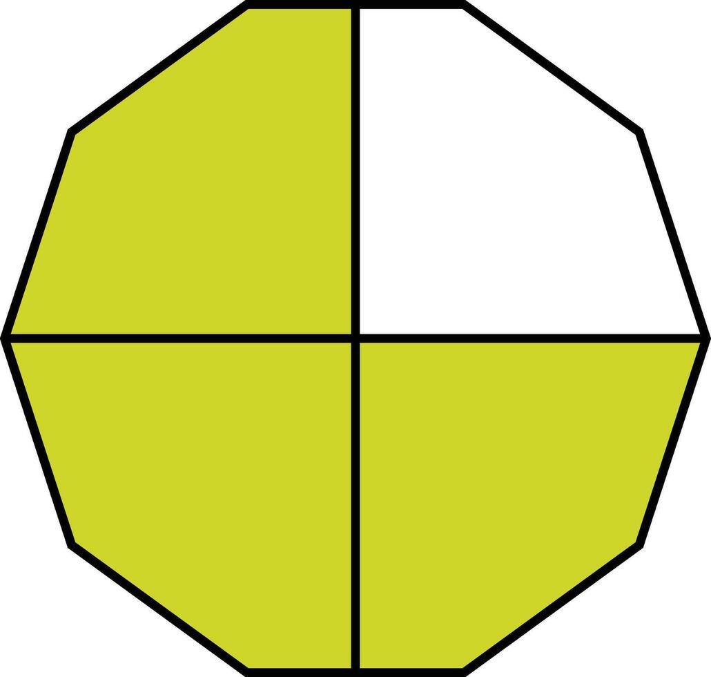 Three Quarters Decagon Fraction vector