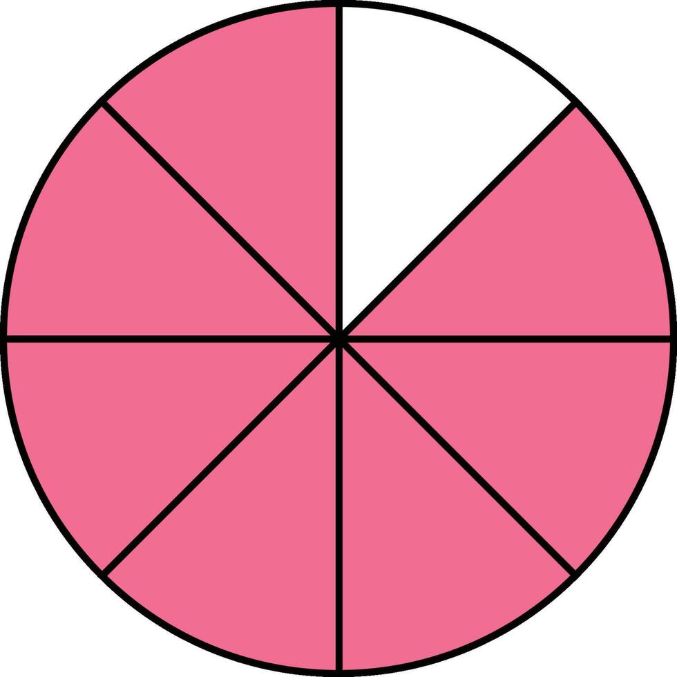 Seven Eighths Circle Fraction vector