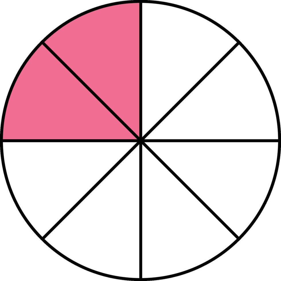 Two Eighths Circle Fraction vector