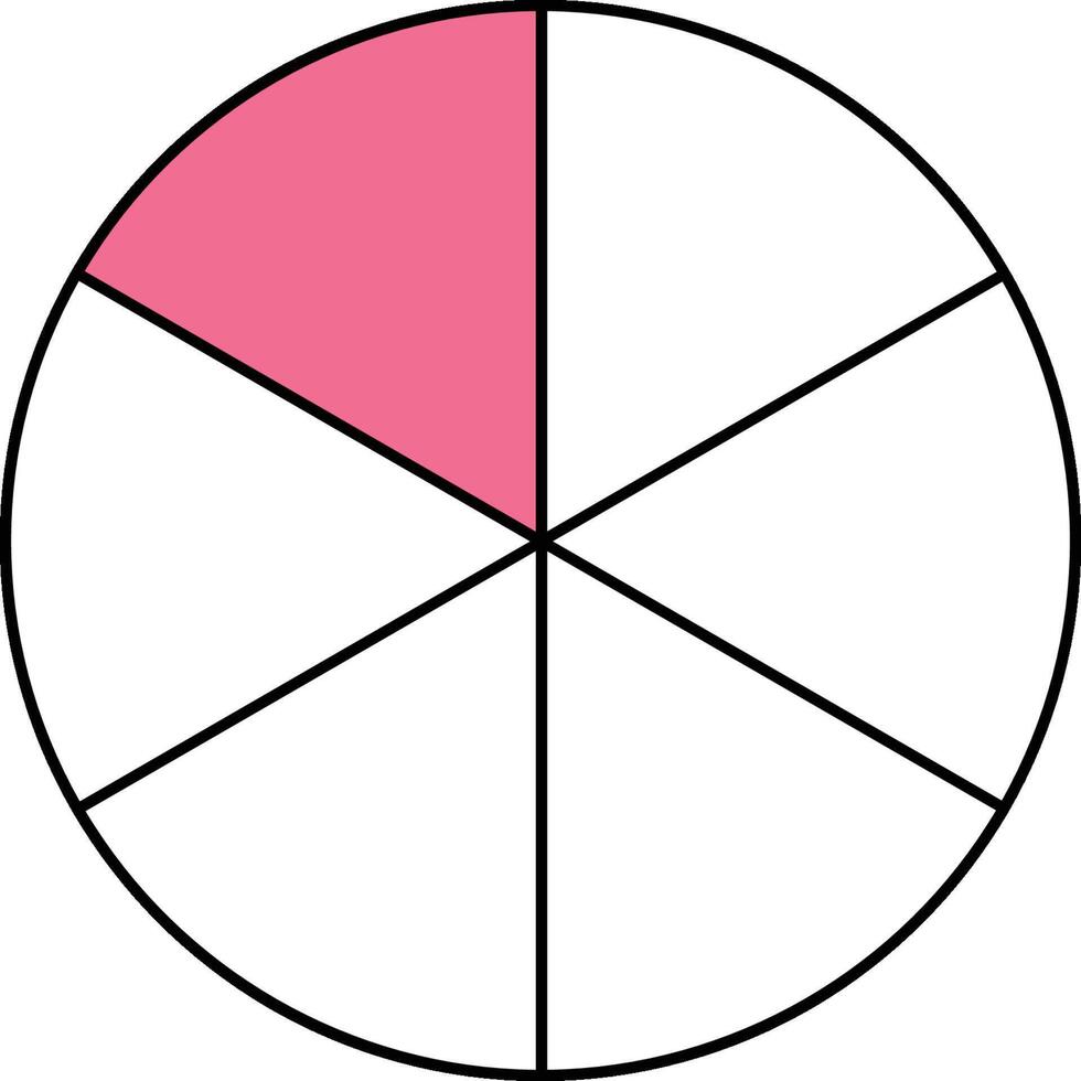 One Sixth Circle Fraction vector
