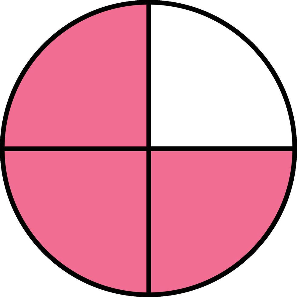 Three Quarters Circle Fraction vector