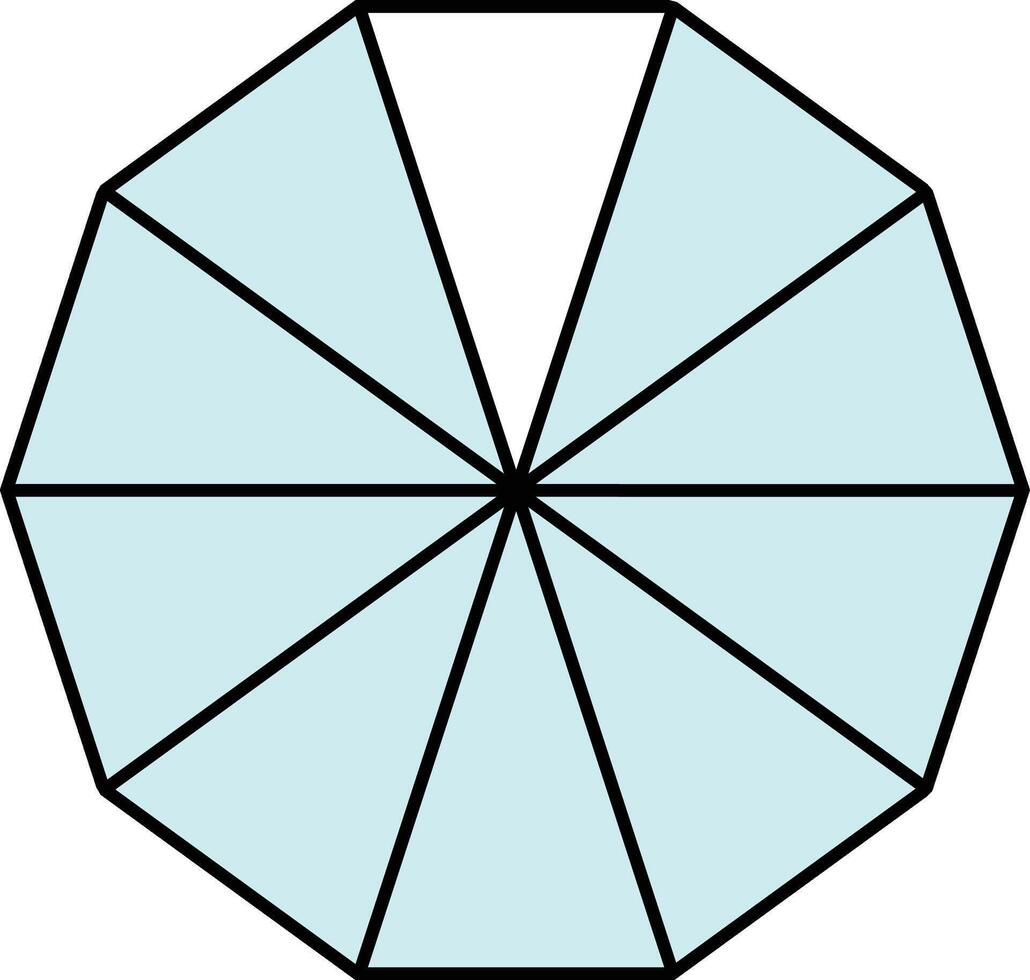 Nine Tenths Decagon Fraction vector