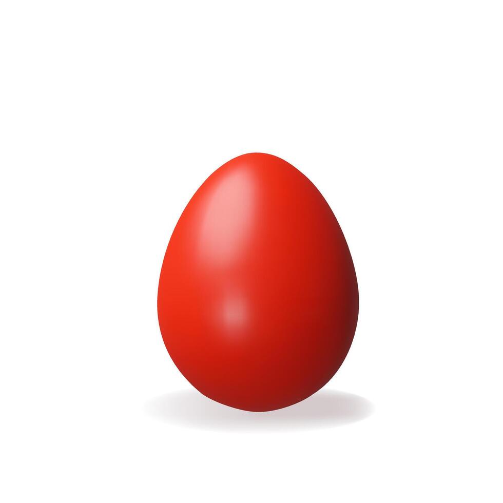 3d render red easter egg. Three-dimensional illustration for Christian celebration or children hunt, or springtime holiday. Religion traditional ceremony element. Shiny ingredient with protein vector
