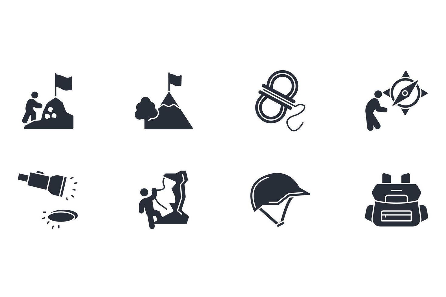 Climbing icon set..Editable stroke.linear style sign for use vector