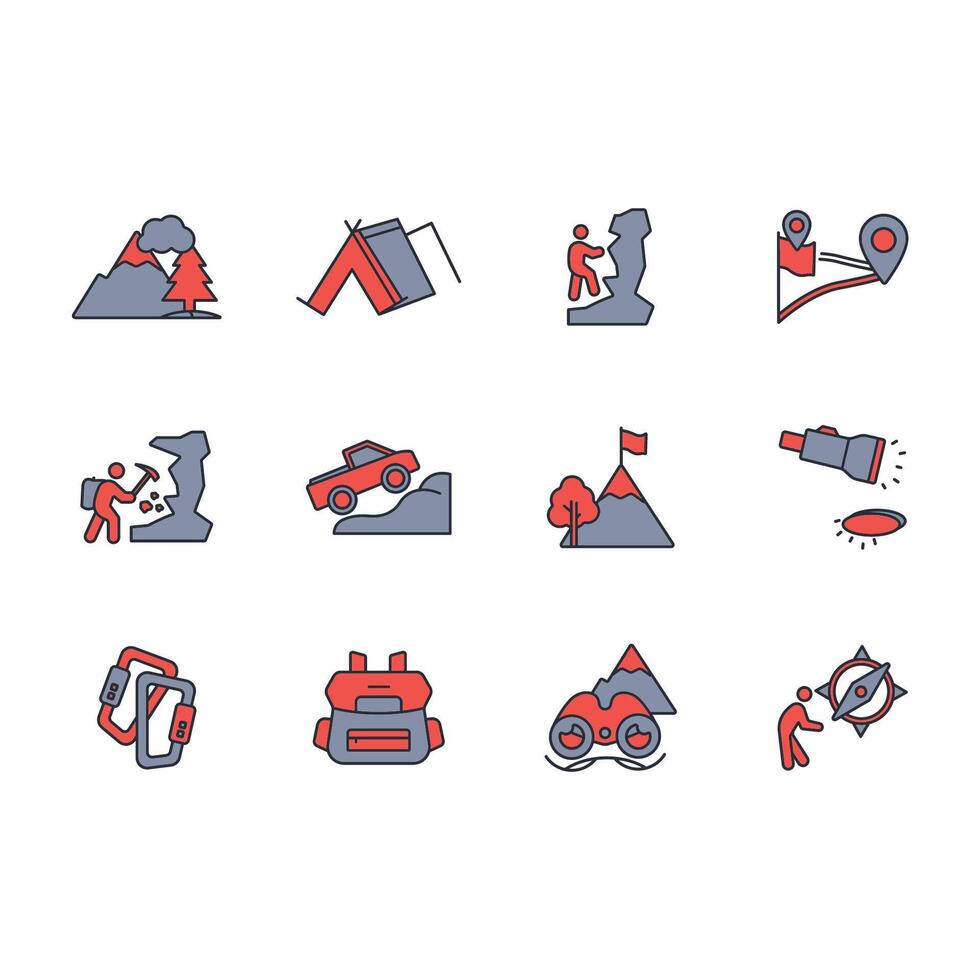 Climbing icon set..Editable stroke.linear style sign for use web vector