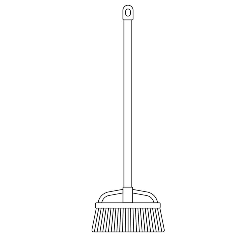 Broom Outline Icon Illustration on White Background vector