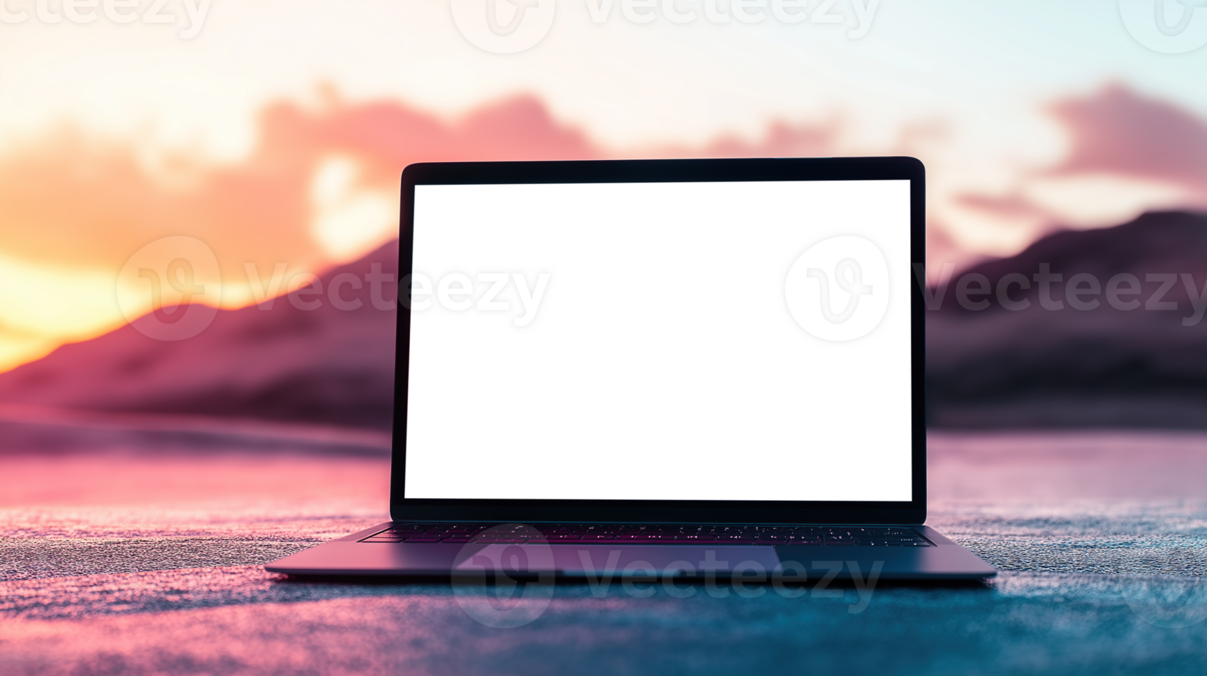 Modern Transparent Screen Laptop on Minimal Soft Colored Background with Copy Space png