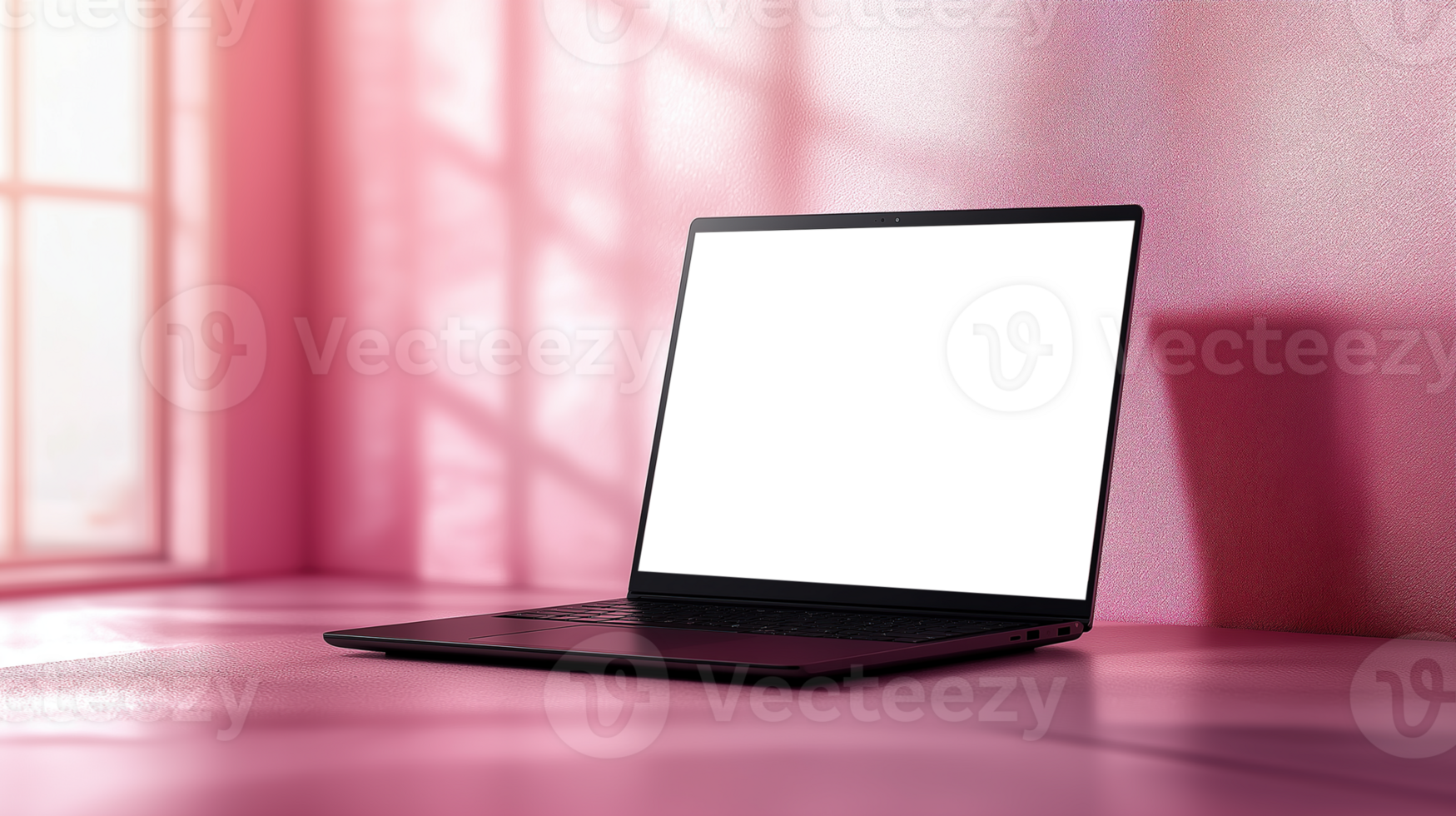 Transparent Screen Laptop Display, Isolated on Pastel Background with Space for Text png