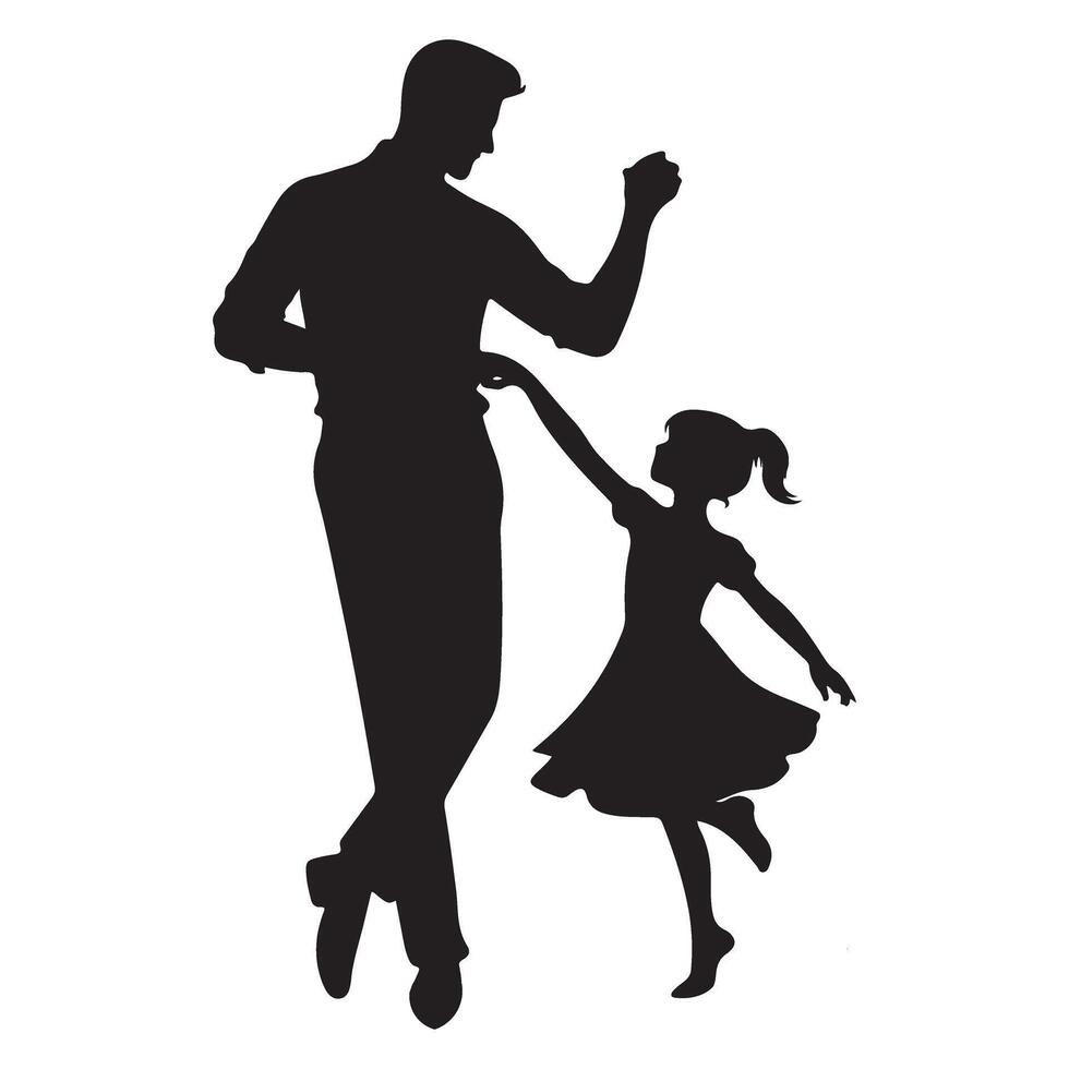 Silhouette Illustration of Father and Daughter Sharing a Joyful Dance vector