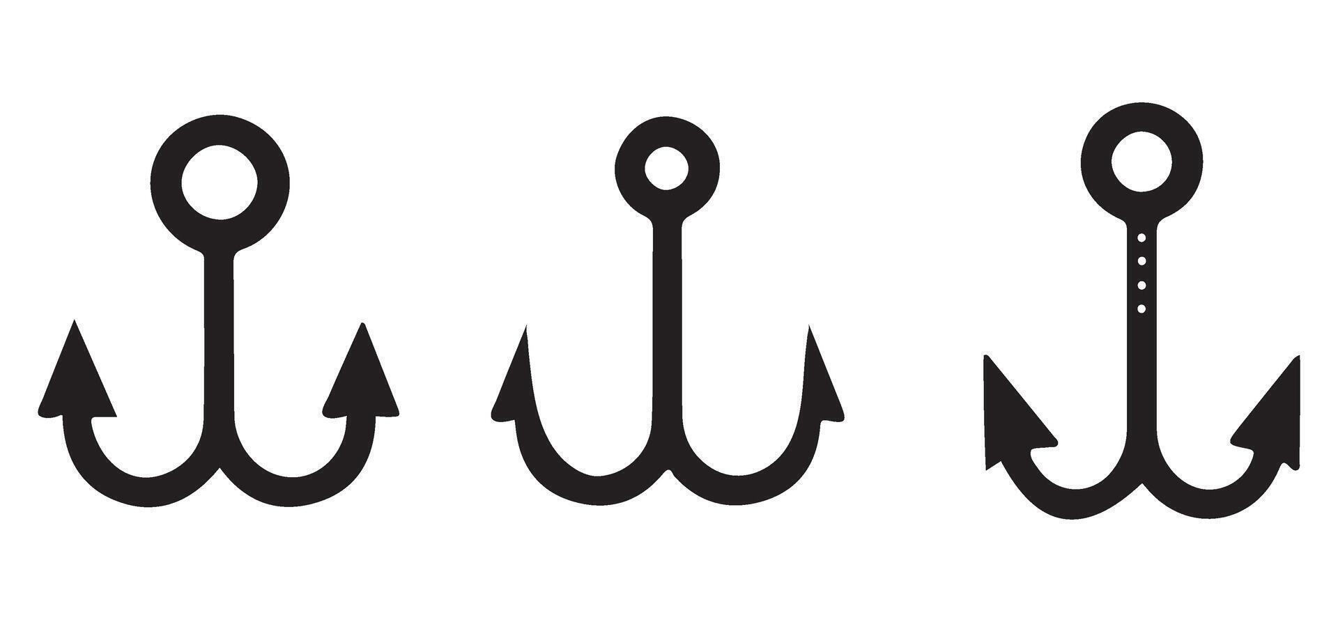 Different Anchor Silhouettes Icons Set vector