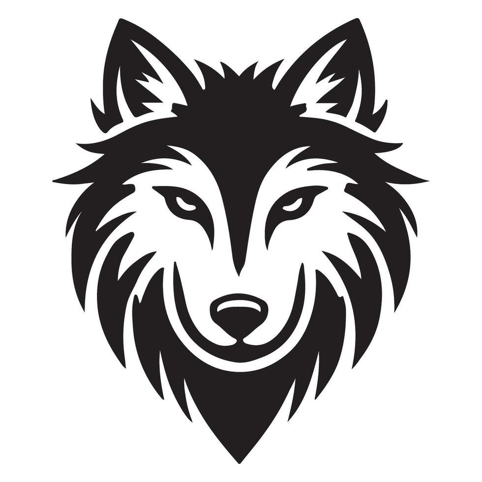 Intricate Wolf Head Silhouette Illustration vector