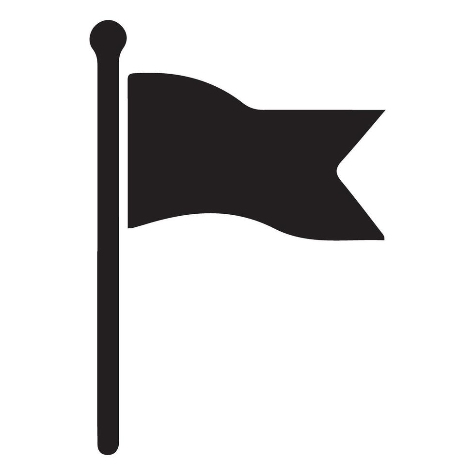 Silhouette Illustration of a Simple Waving Flag on a Pole vector