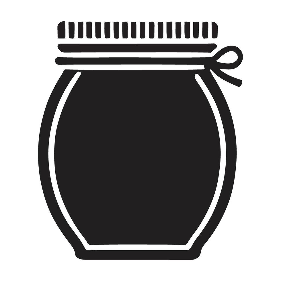 Silhouette Illustration of a Simple Glass Jar with a Lid and String vector
