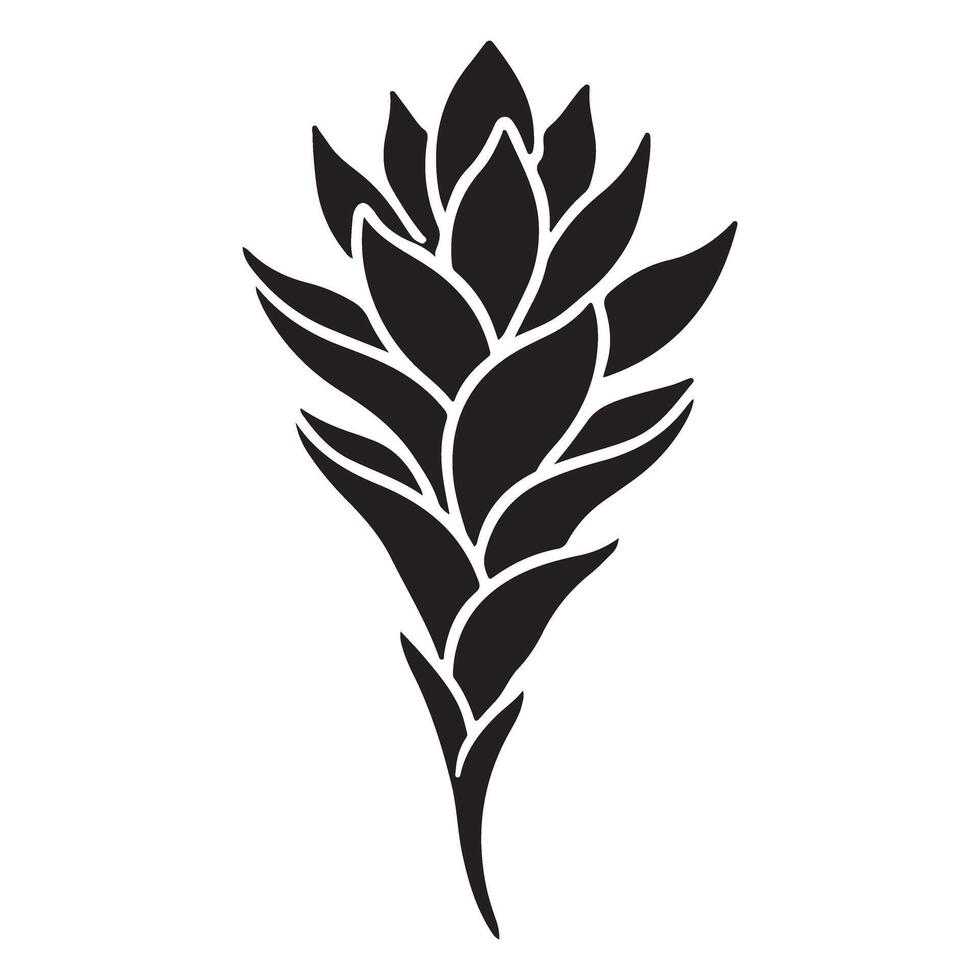 Elegant Silhouette of Tropical Ginger Flower Art vector