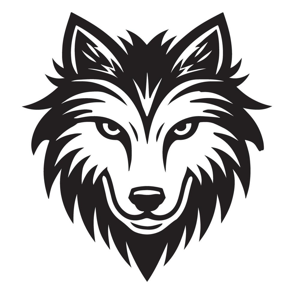Fierce Wolf Head Silhouette Graphic Design vector