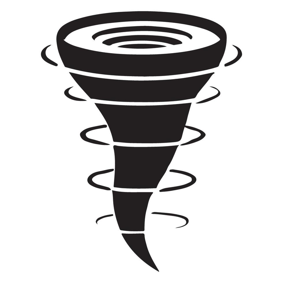 Detailed Silhouette of a Rotating Tornado with Rings vector