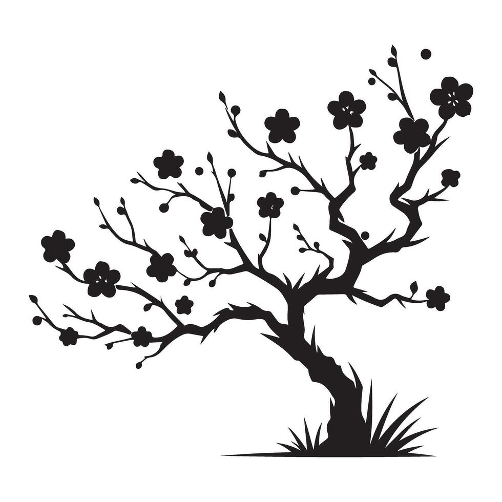 Plum Blossom Tree Silhouette Illustration vector