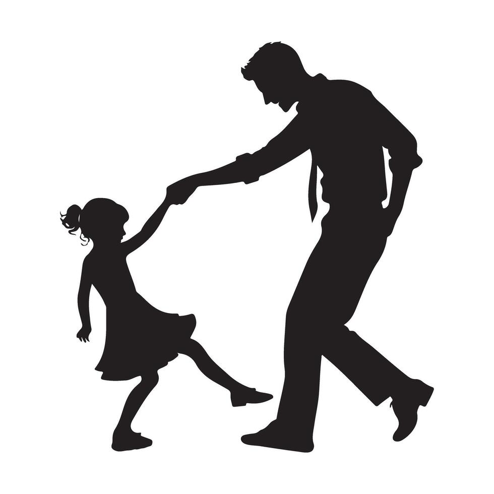 Silhouette of Father and Daughter Dancing Joyfully Illustration vector