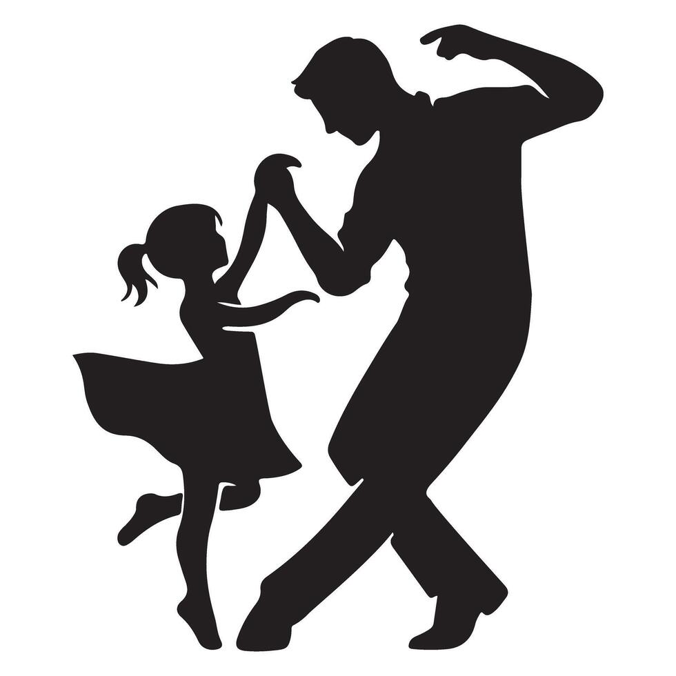 Silhouette of Father and Daughter Dancing Illustration vector