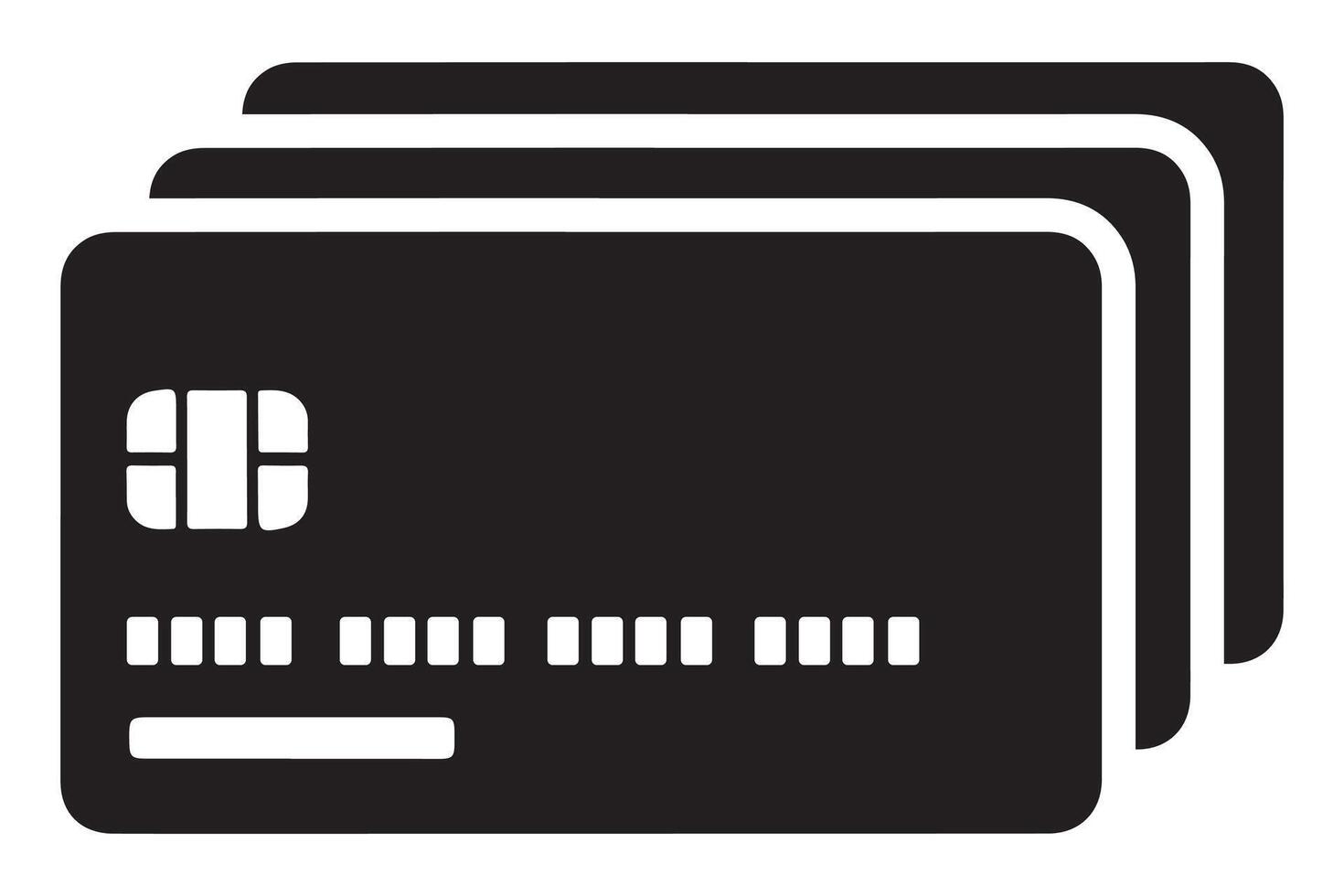 Multiple Black Credit Card Silhouette Illustrations Stacked for Secure Payment vector