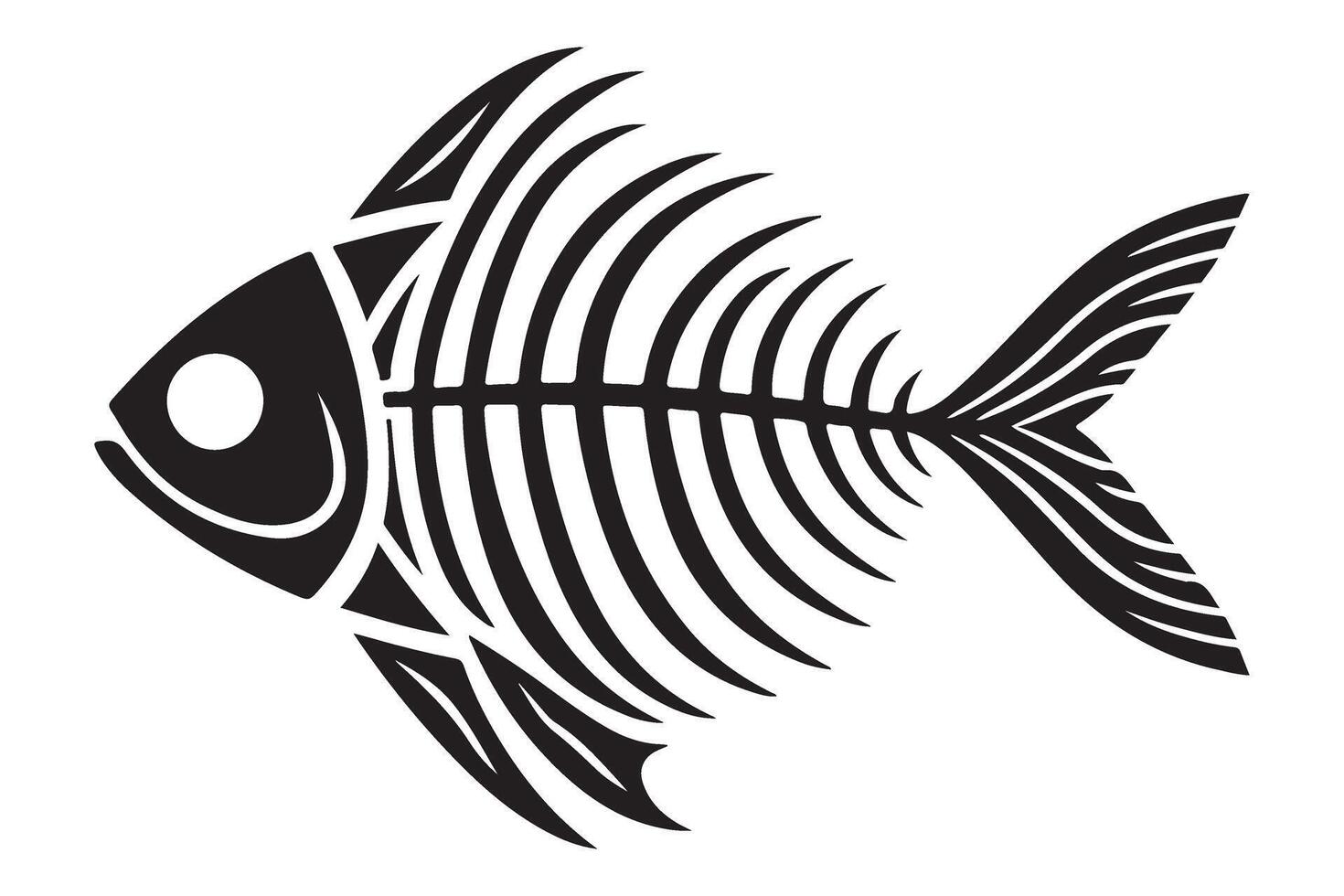 Fish Skeleton Silhouette Illustration for Design vector