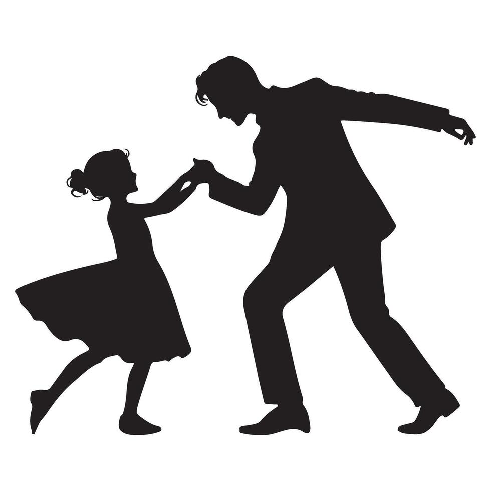Father and Daughter Silhouette Dancing Art vector