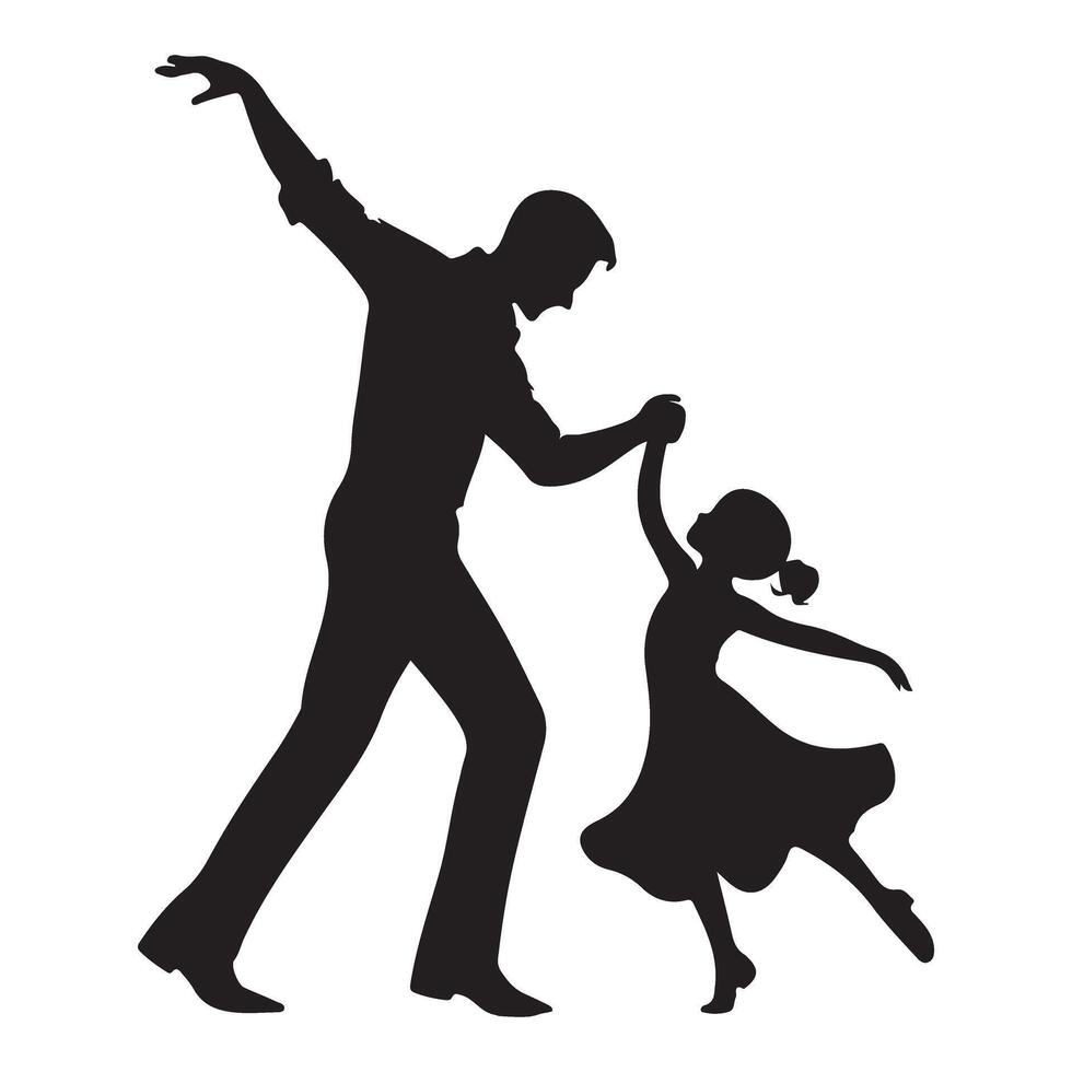 Father and Daughter Dancing Silhouette Illustration vector