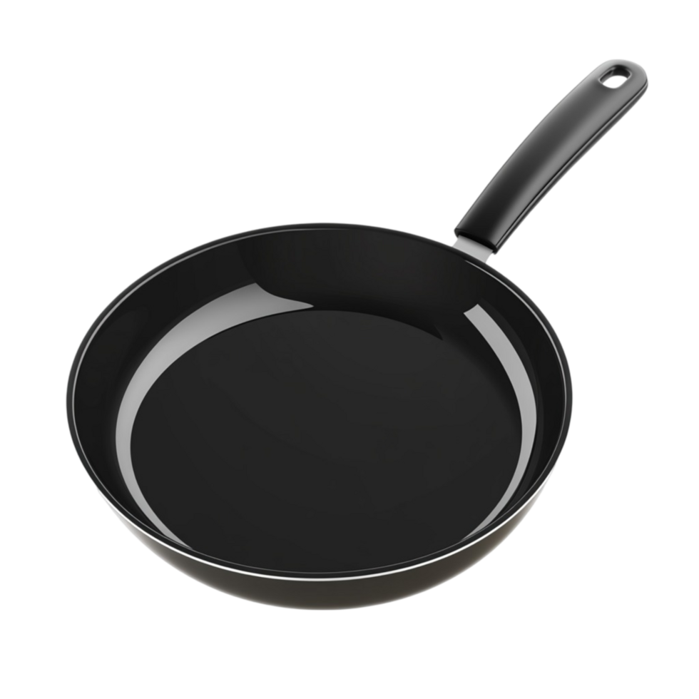 Cast Iron Frying Pan with Black Handle on Transparent Background png