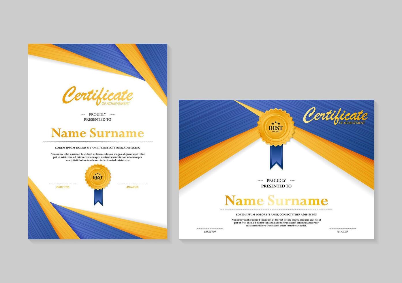 set of certificate colorful abstract waves vector