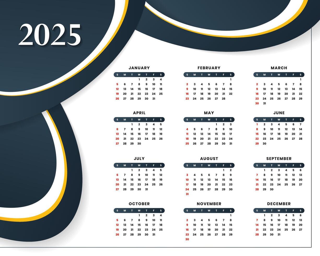 2025 calendar abstract design template vector