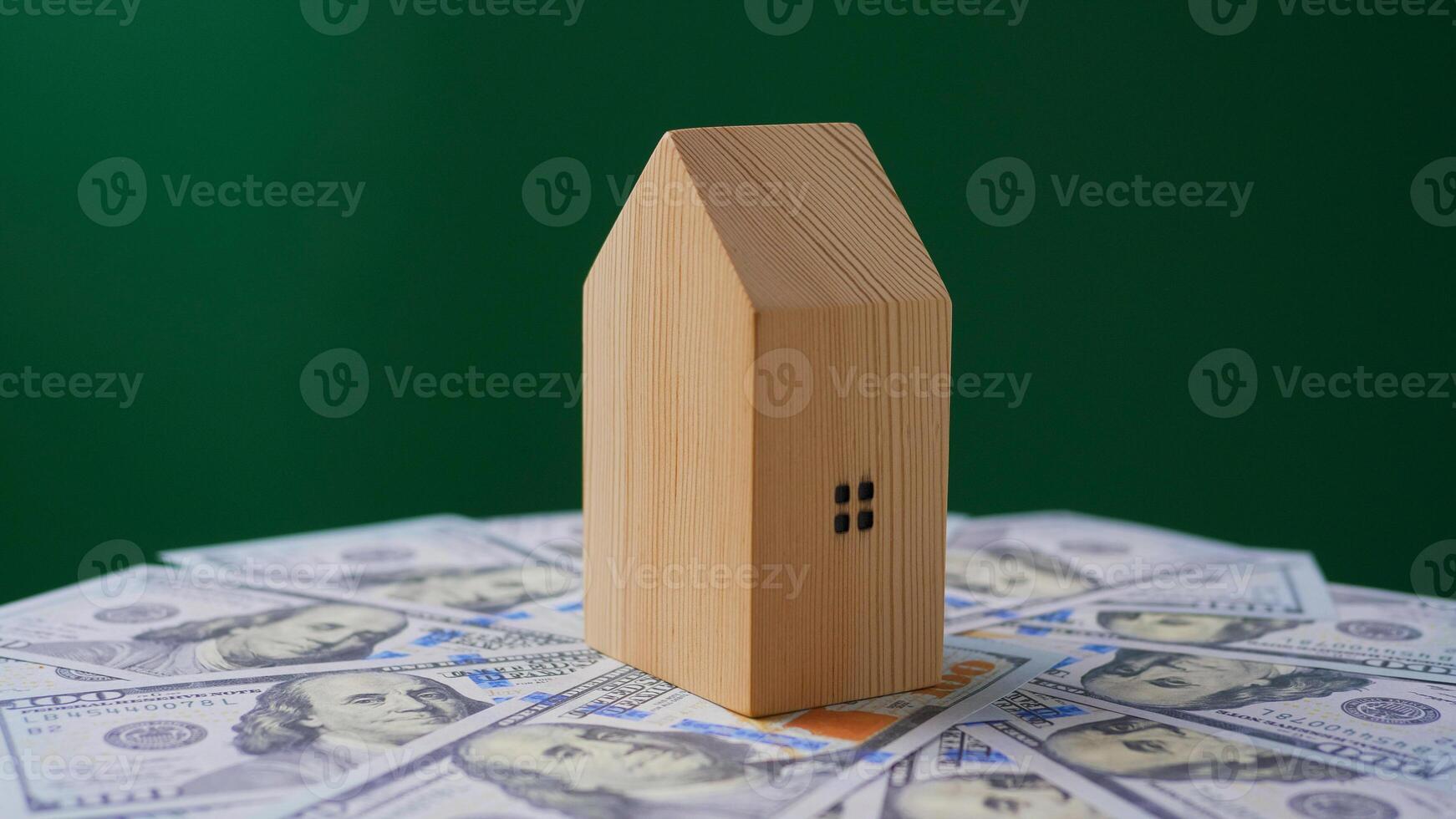 Wooden house model home loan and cash, house and residence, high value photo