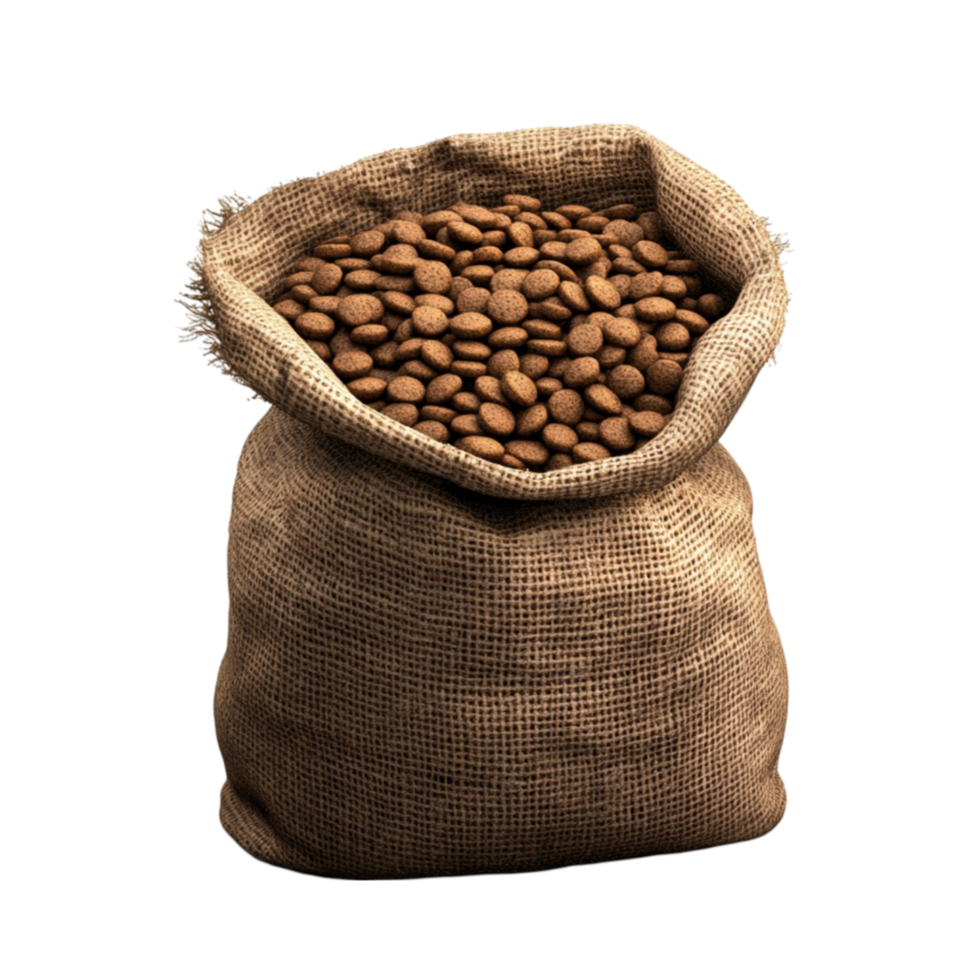a sack of coffee beans on a transparent background png