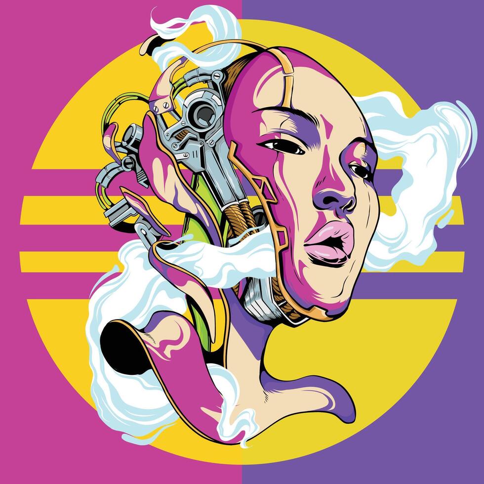 Mecha Girl Illustration vector