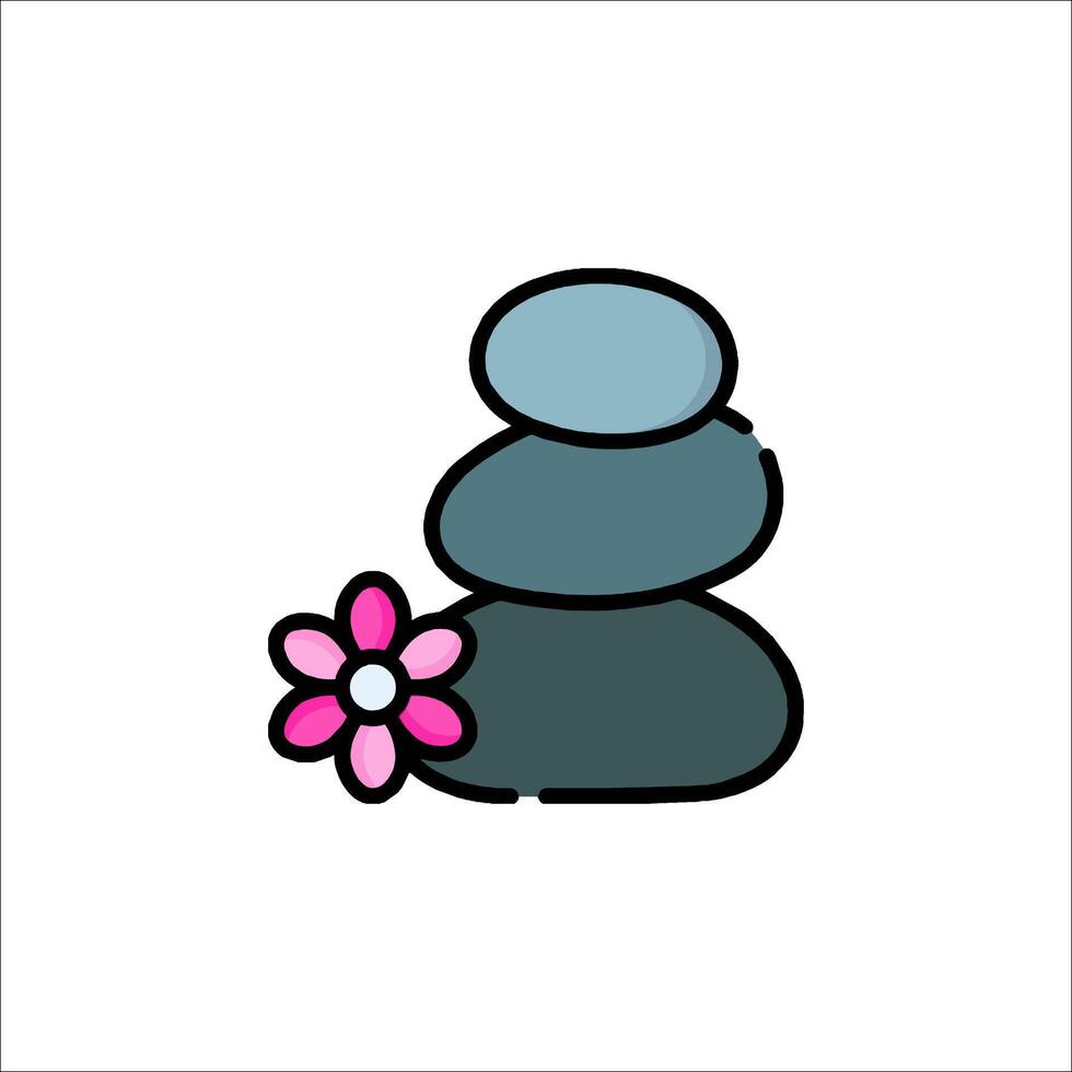 A stack of stones with a flower in the middle vector