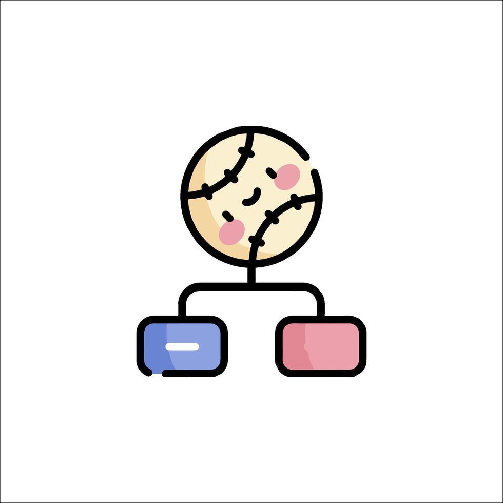 A cartoon character holding a baseball and a computer vector