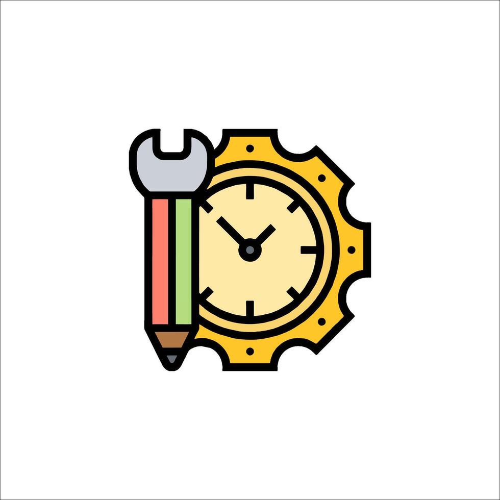 Clock and wrenter icon on white background vector